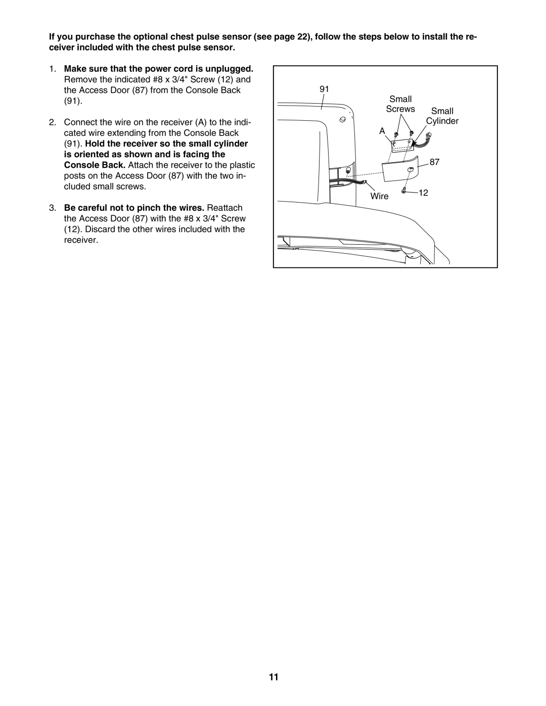 NordicTrack NTL07007.2 user manual Be careful not to pinch the wires. Reattach 