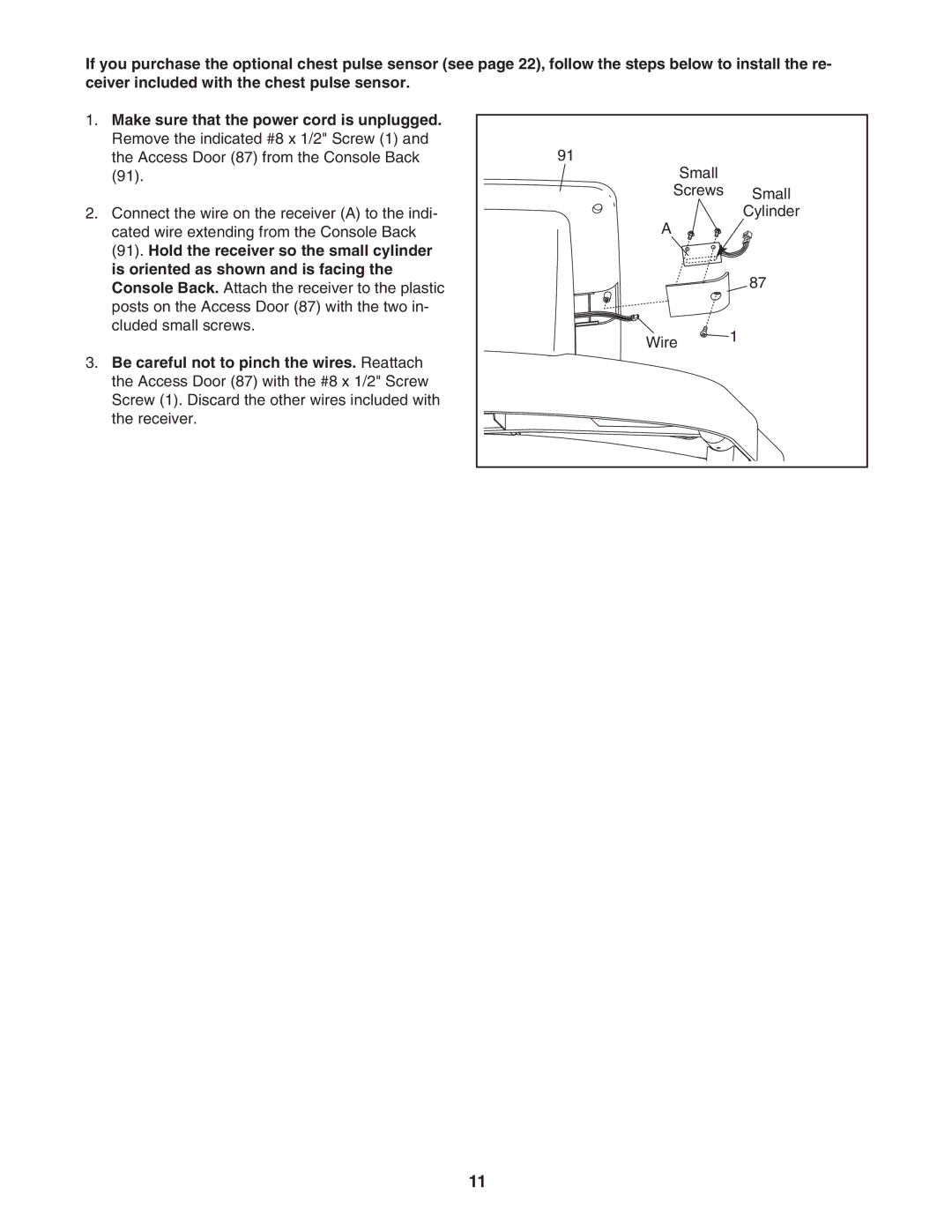 NordicTrack NTL07007.3 manual Be careful not to pinch the wires. Reattach 