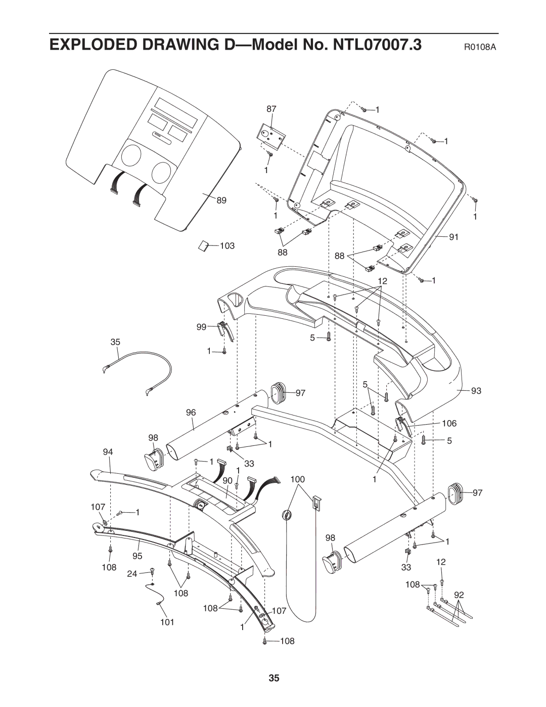 NordicTrack manual Exploded Drawing D-Model No. NTL07007.3 