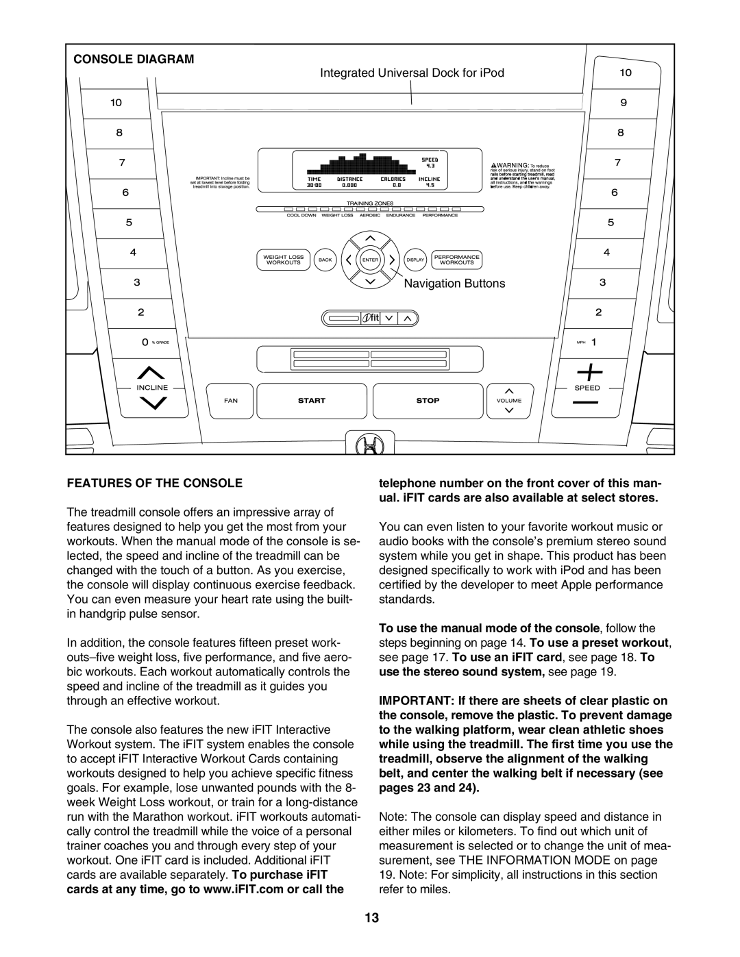 NordicTrack NTL07707.0 user manual Console Diagram, Features of the Console 