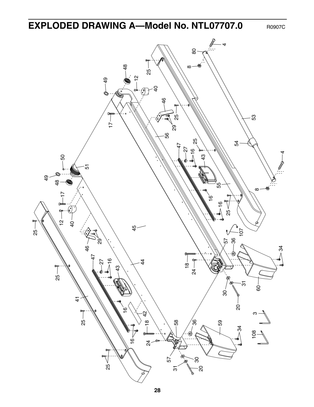 NordicTrack user manual Exploded Drawing A-Model No. NTL07707.0 