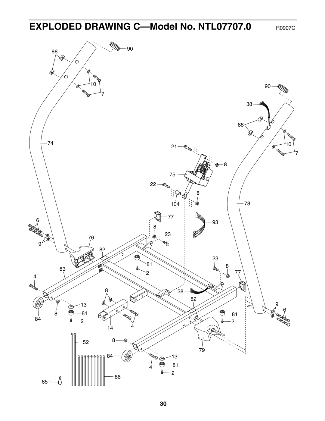 NordicTrack user manual Exploded Drawing C-Model No. NTL07707.0 