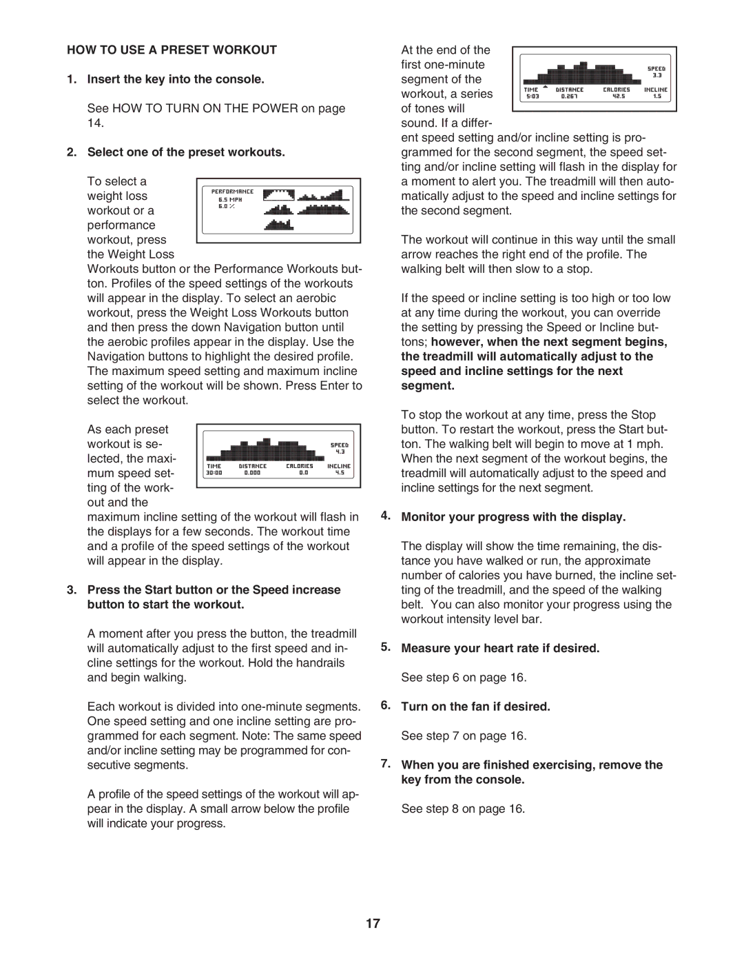 NordicTrack NTL07707.1 user manual HOW to USE a Preset Workout, Select one of the preset workouts 