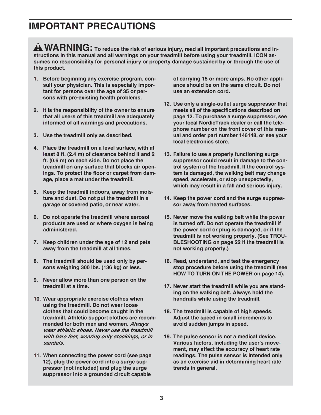 NordicTrack NTL07707.1 user manual Important Precautions 