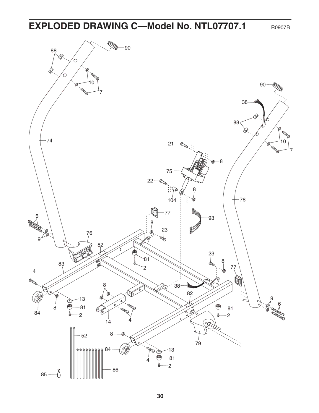 NordicTrack user manual Exploded Drawing C-Model No. NTL07707.1 