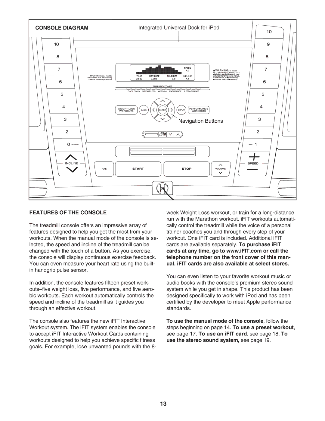 NordicTrack NTL07707.2 user manual Console Diagram, Features of the Console 