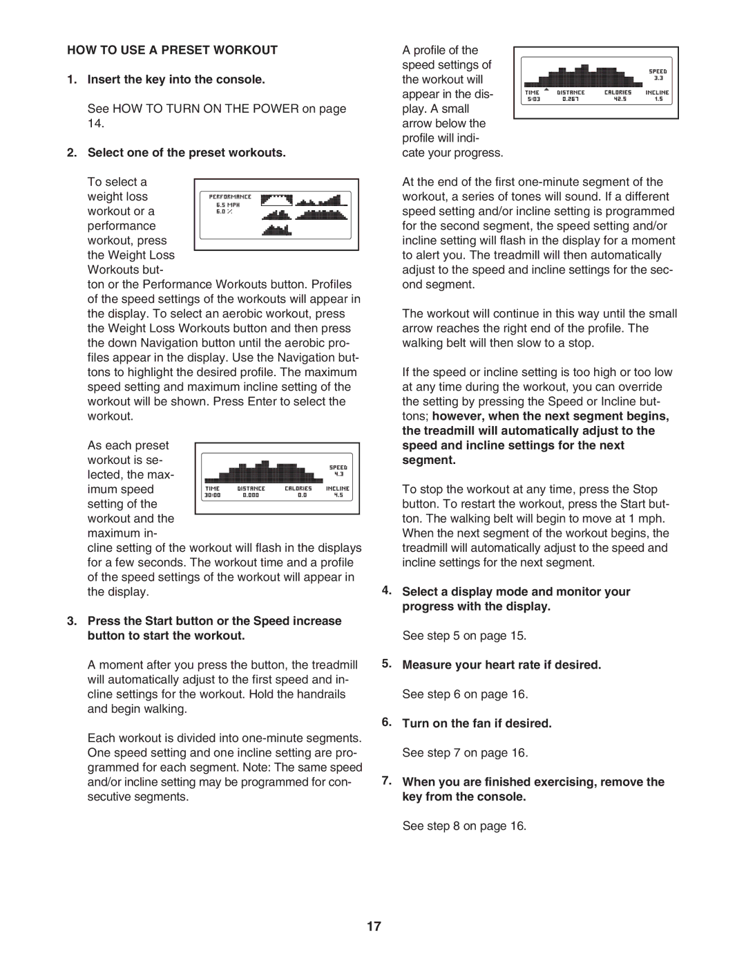 NordicTrack NTL07707.2 user manual HOW to USE a Preset Workout, Select one of the preset workouts 