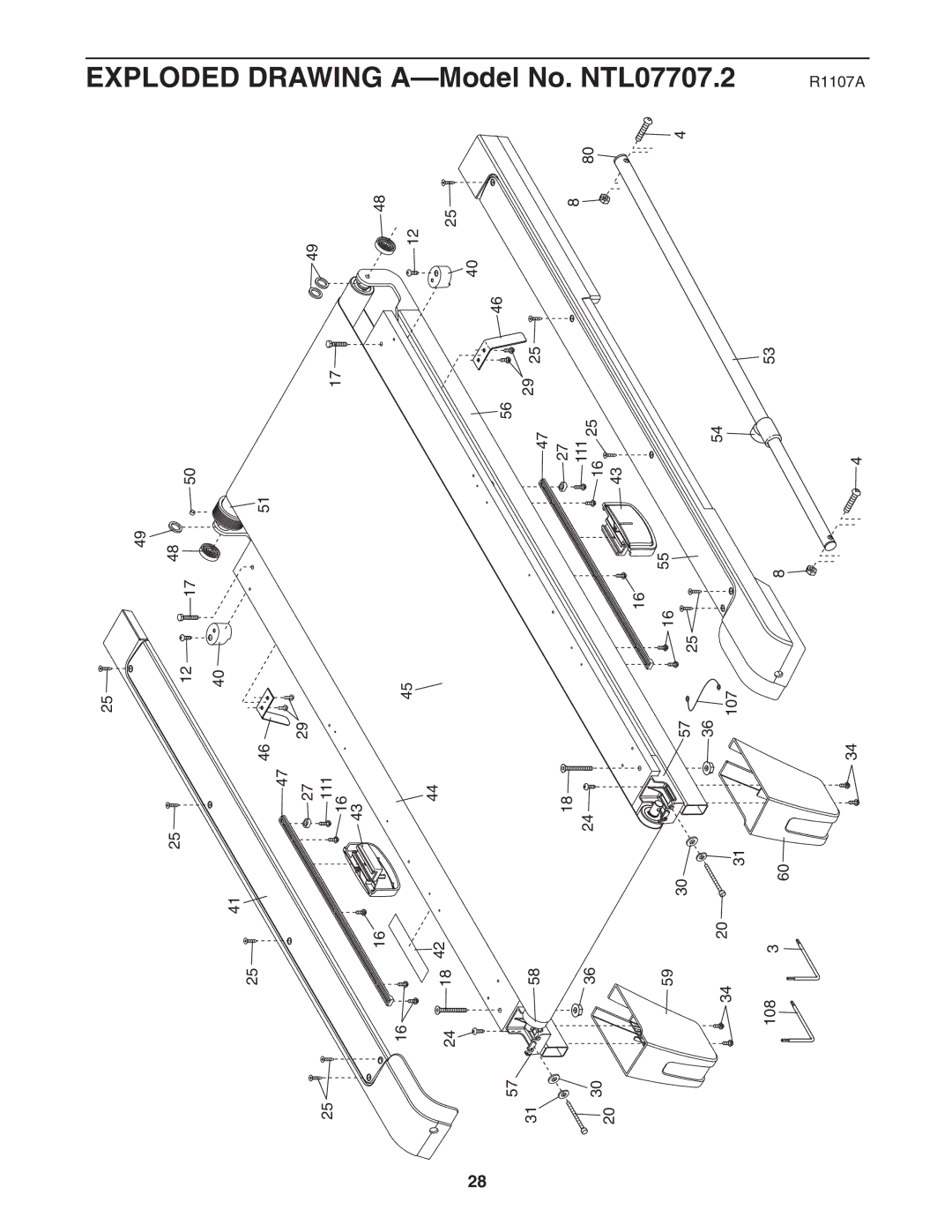 NordicTrack user manual Exploded Drawing A-Model No. NTL07707.2 