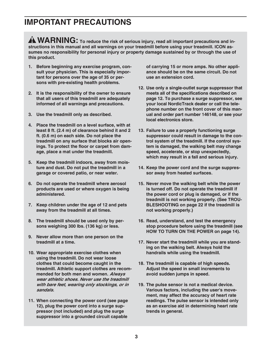 NordicTrack NTL07707.2 user manual Important Precautions 