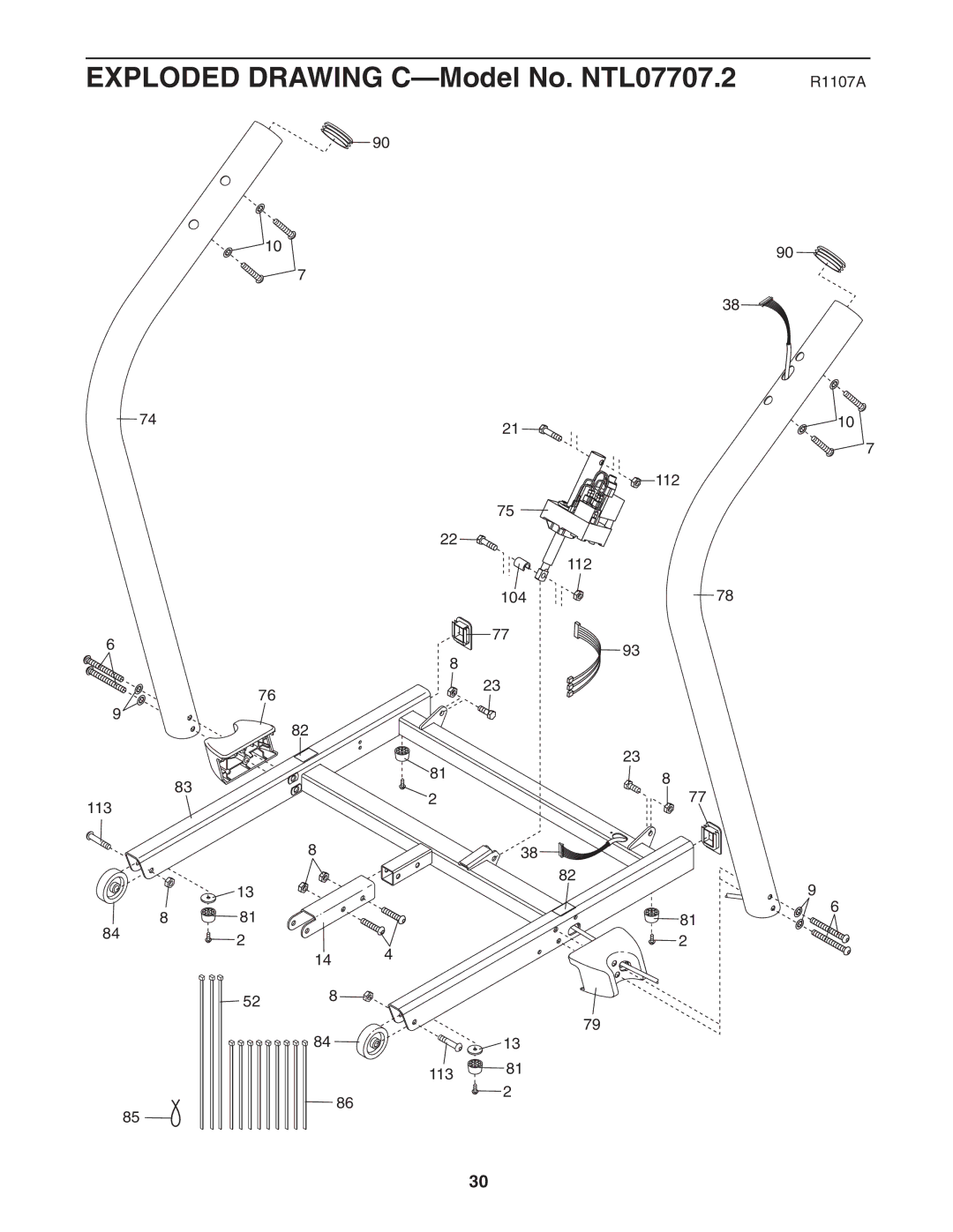 NordicTrack user manual Exploded Drawing C-Model No. NTL07707.2 