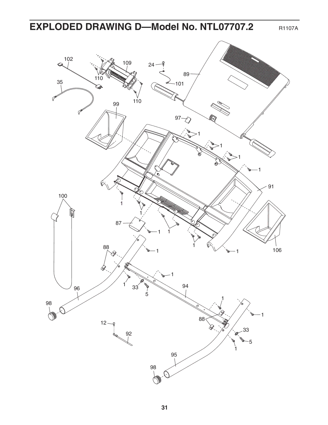 NordicTrack user manual Exploded Drawing D-Model No. NTL07707.2 