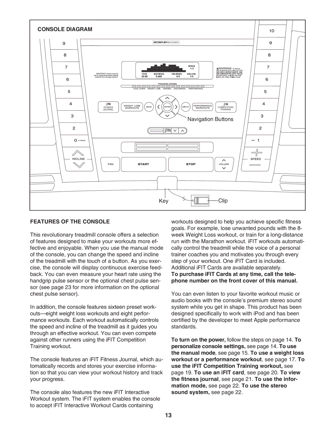 NordicTrack NTL09007.0 user manual Console Diagram, Features of the Console 