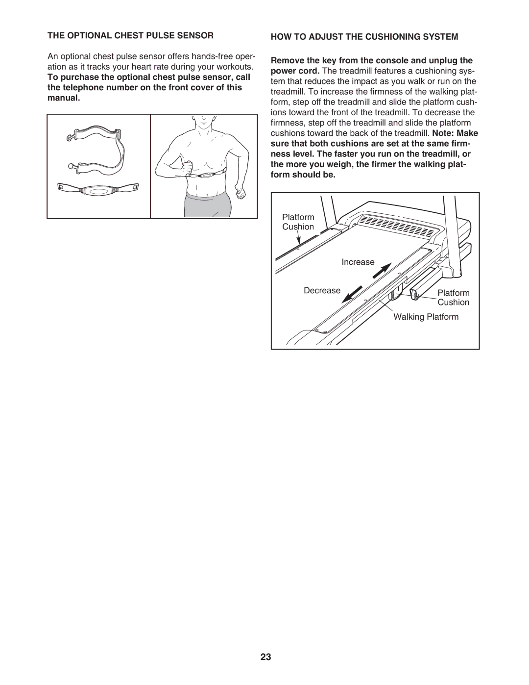 NordicTrack NTL09007.0 user manual Optional Chest Pulse Sensor, HOW to Adjust the Cushioning System 