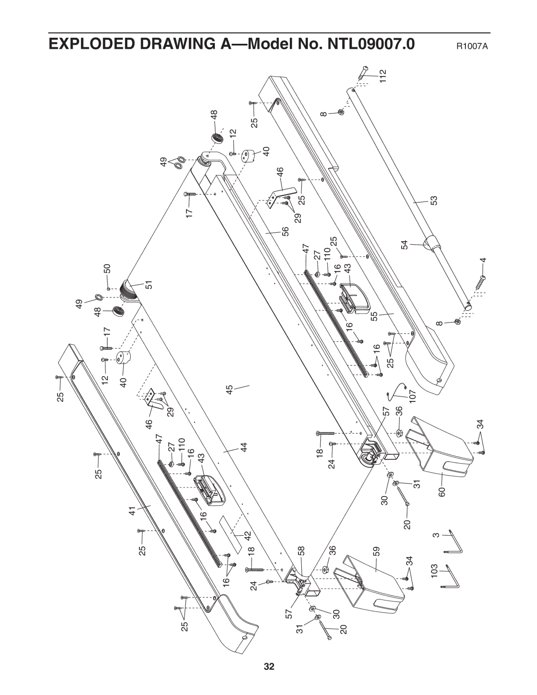 NordicTrack user manual Exploded Drawing A-Model No. NTL09007.0 