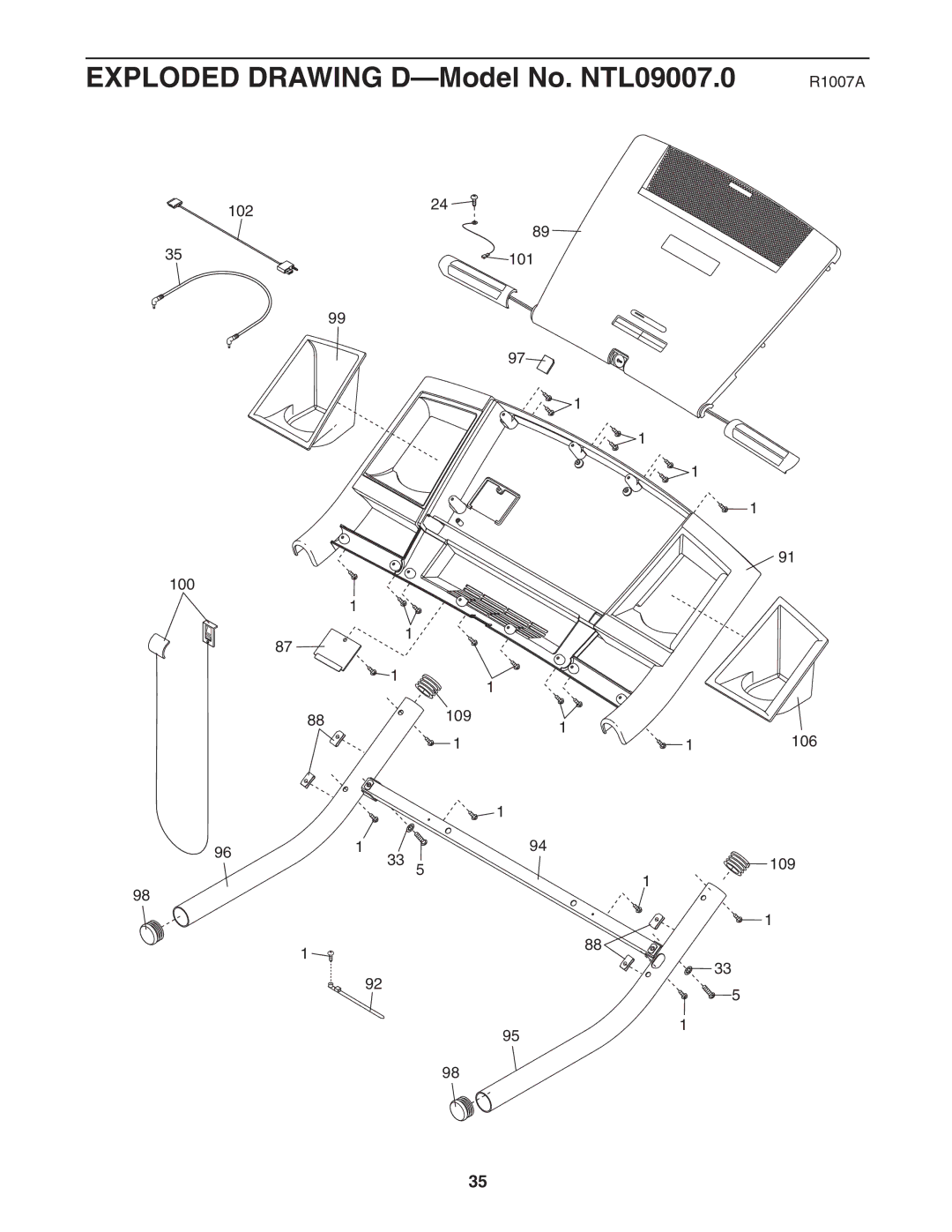 NordicTrack user manual Exploded Drawing D-Model No. NTL09007.0 