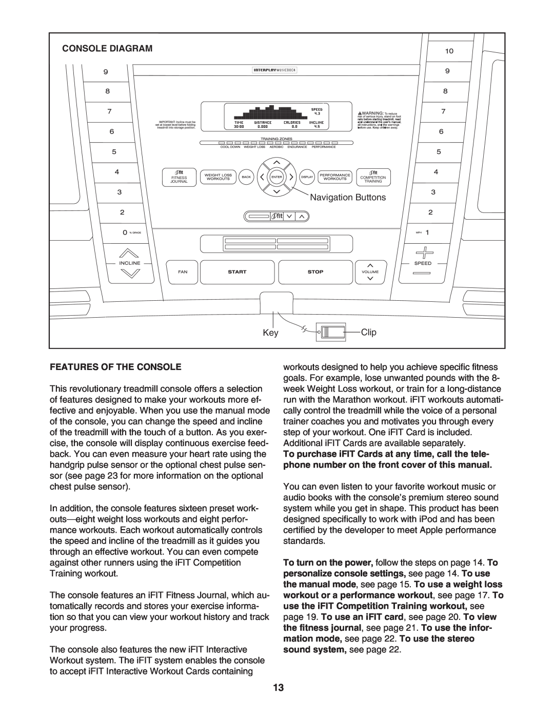 NordicTrack NTL09007.0 user manual Console Diagram, Features Of The Console 