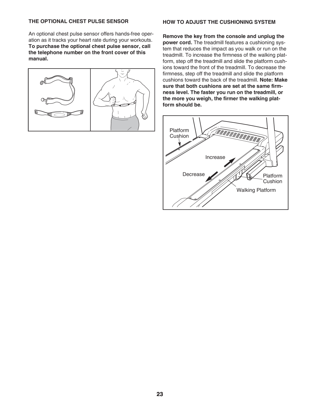 NordicTrack NTL09007.0 user manual The Optional Chest Pulse Sensor, How To Adjust The Cushioning System 