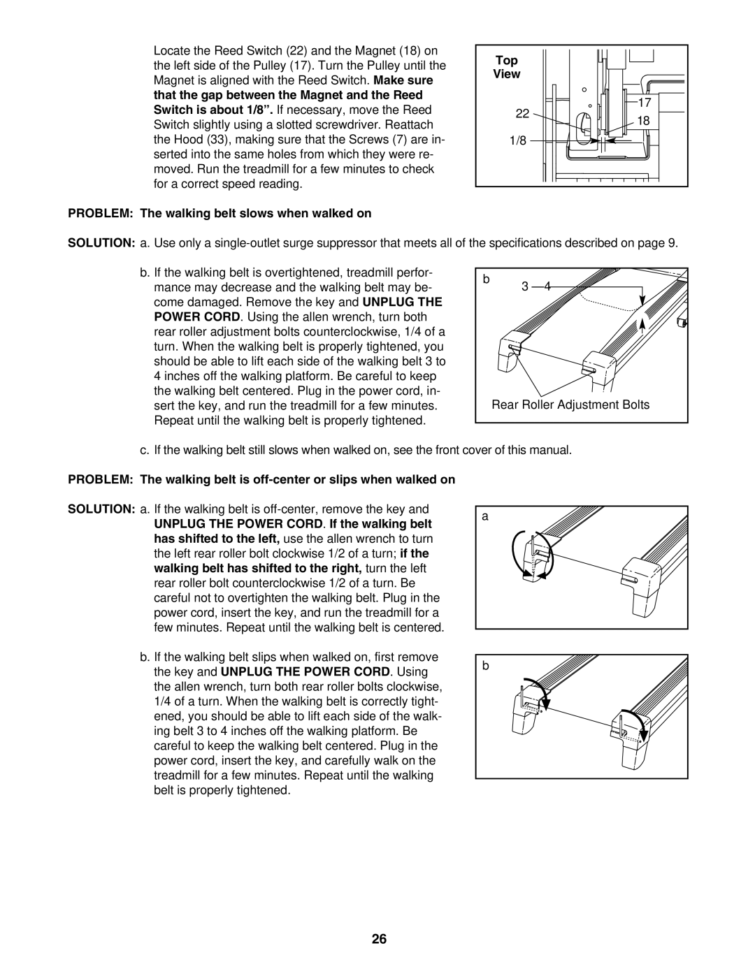 NordicTrack NTL1075.1 manual Top View Problem The walking belt slows when walked on 