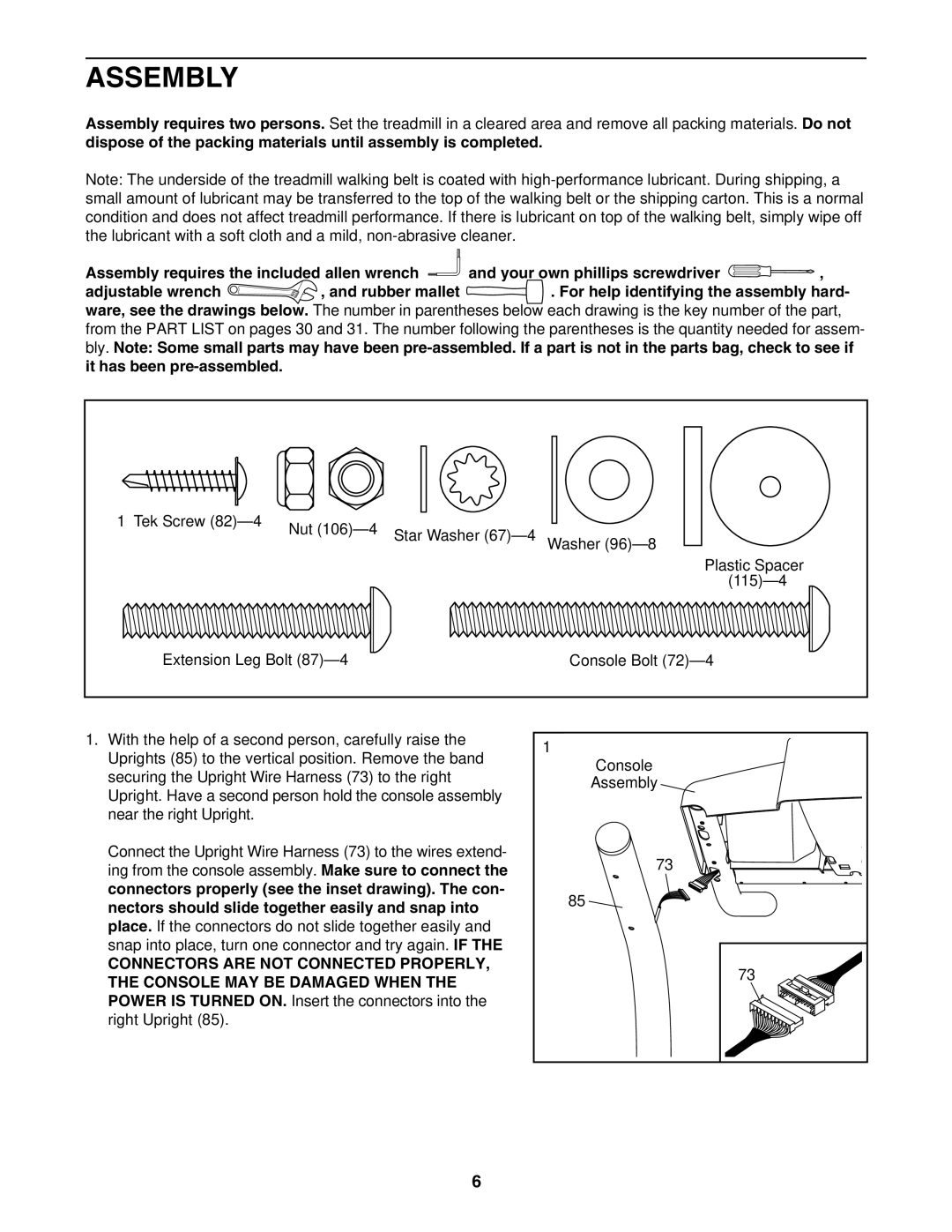 NordicTrack NTL1075.1 manual Assembly 