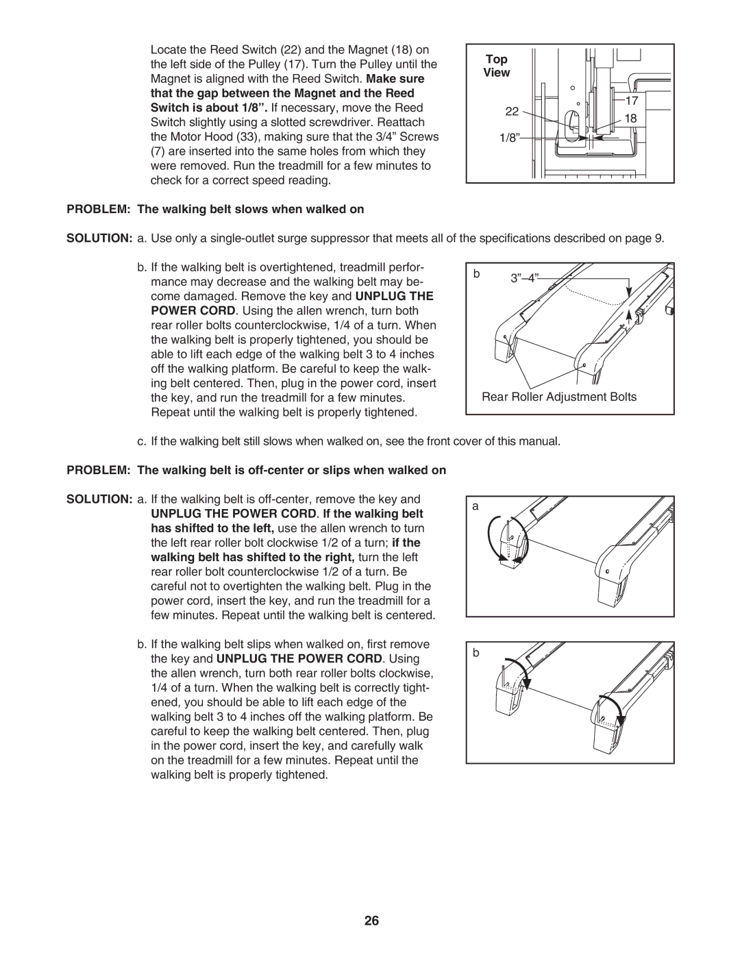 NordicTrack NTL10805.0 manual Top View Problem The walking belt slows when walked on 