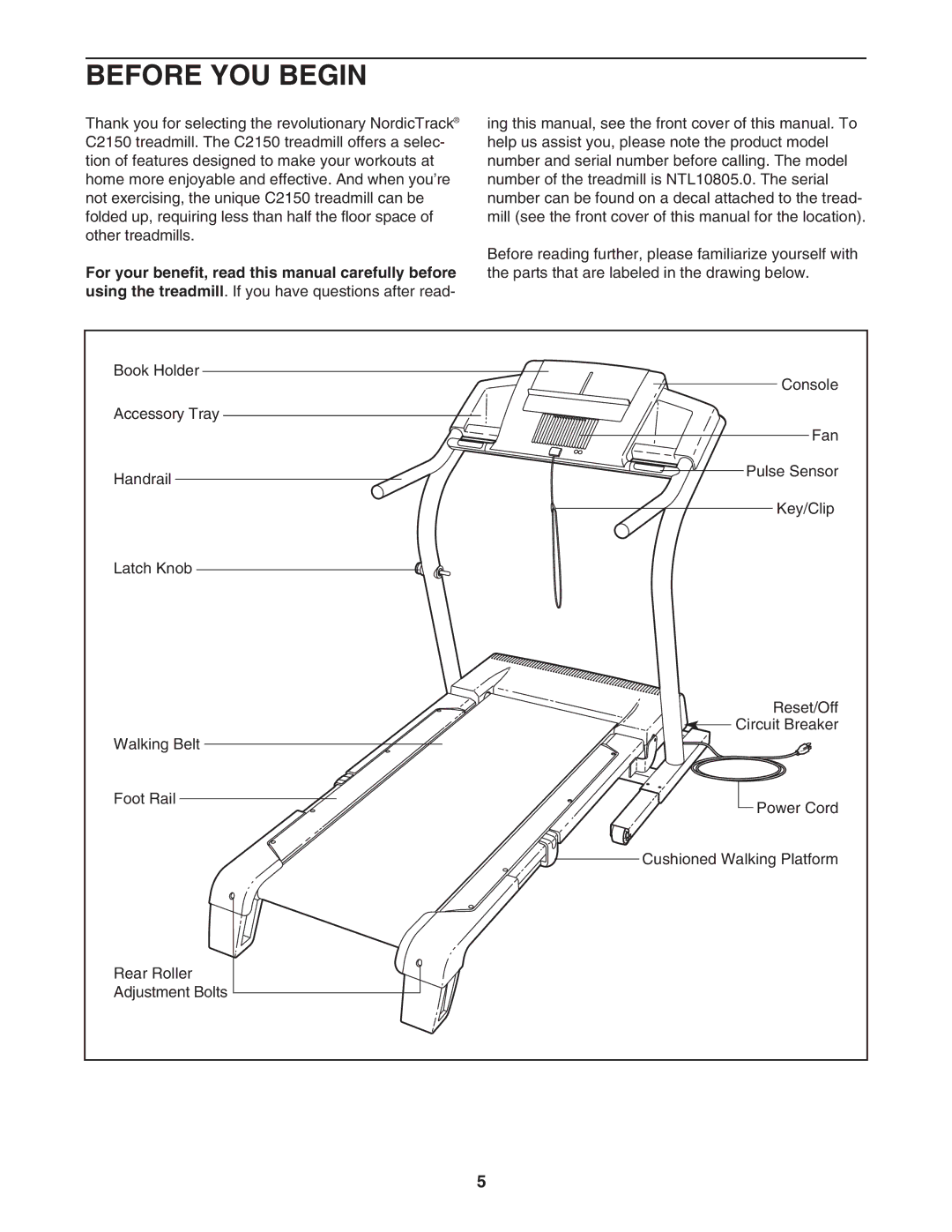 NordicTrack NTL10805.0 manual Before YOU Begin 