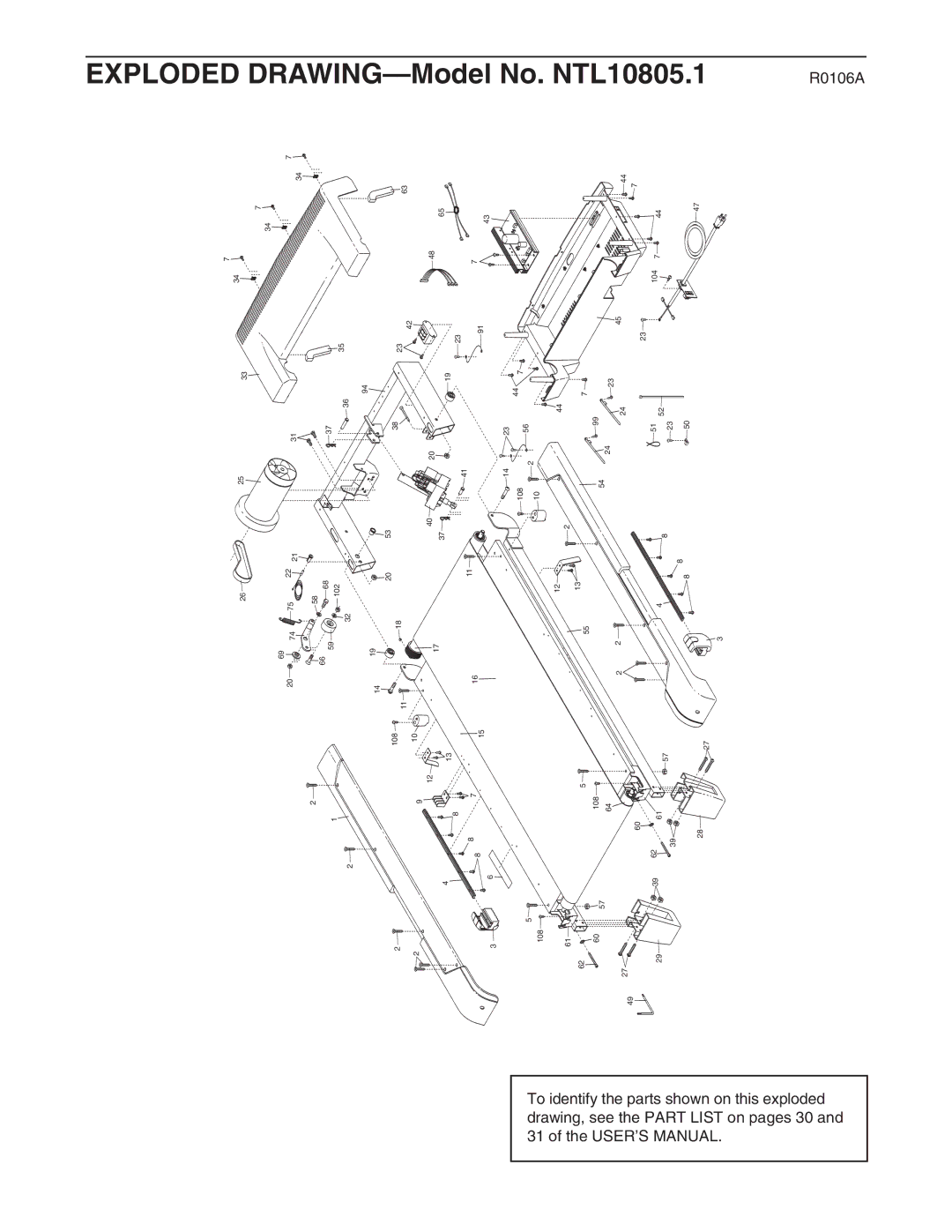 NordicTrack NTL10805.1 user manual Exploded Drawing 