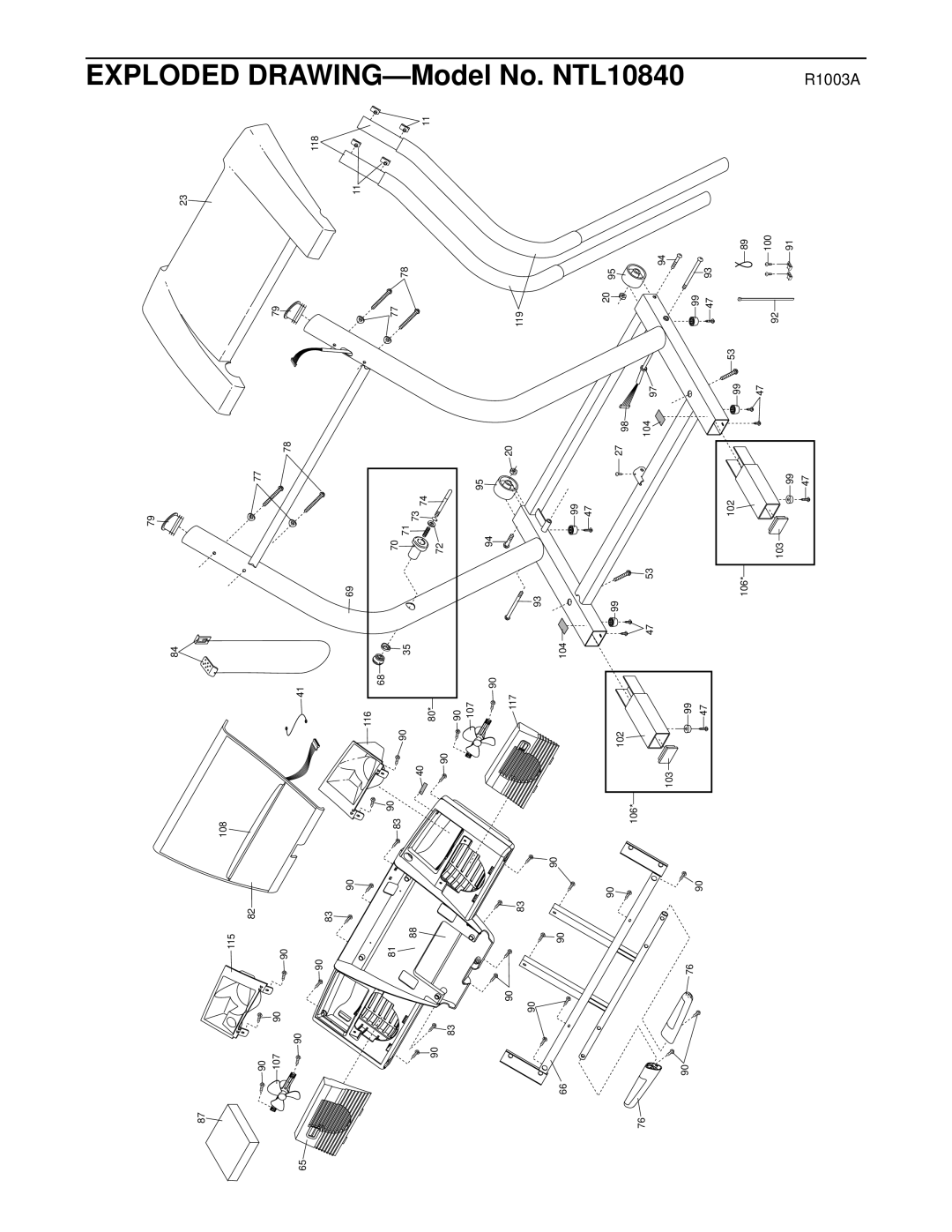 NordicTrack manual Exploded DRAWING-Model No. NTL10840 