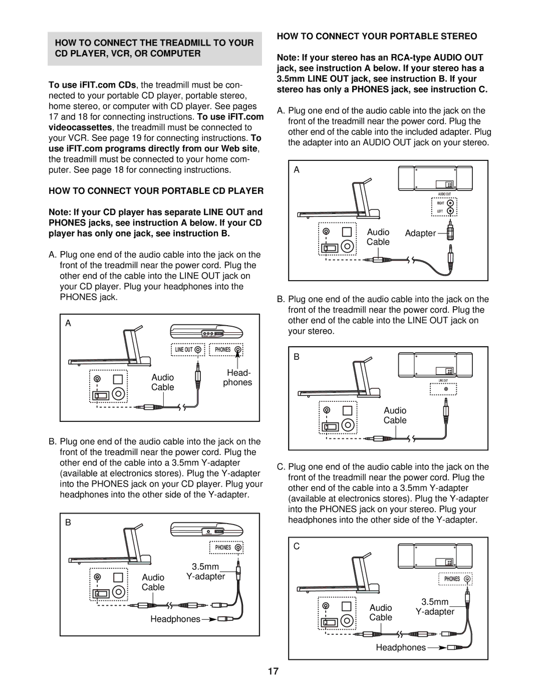 NordicTrack NTL10841 manual HOW to Connect Your Portable Stereo 