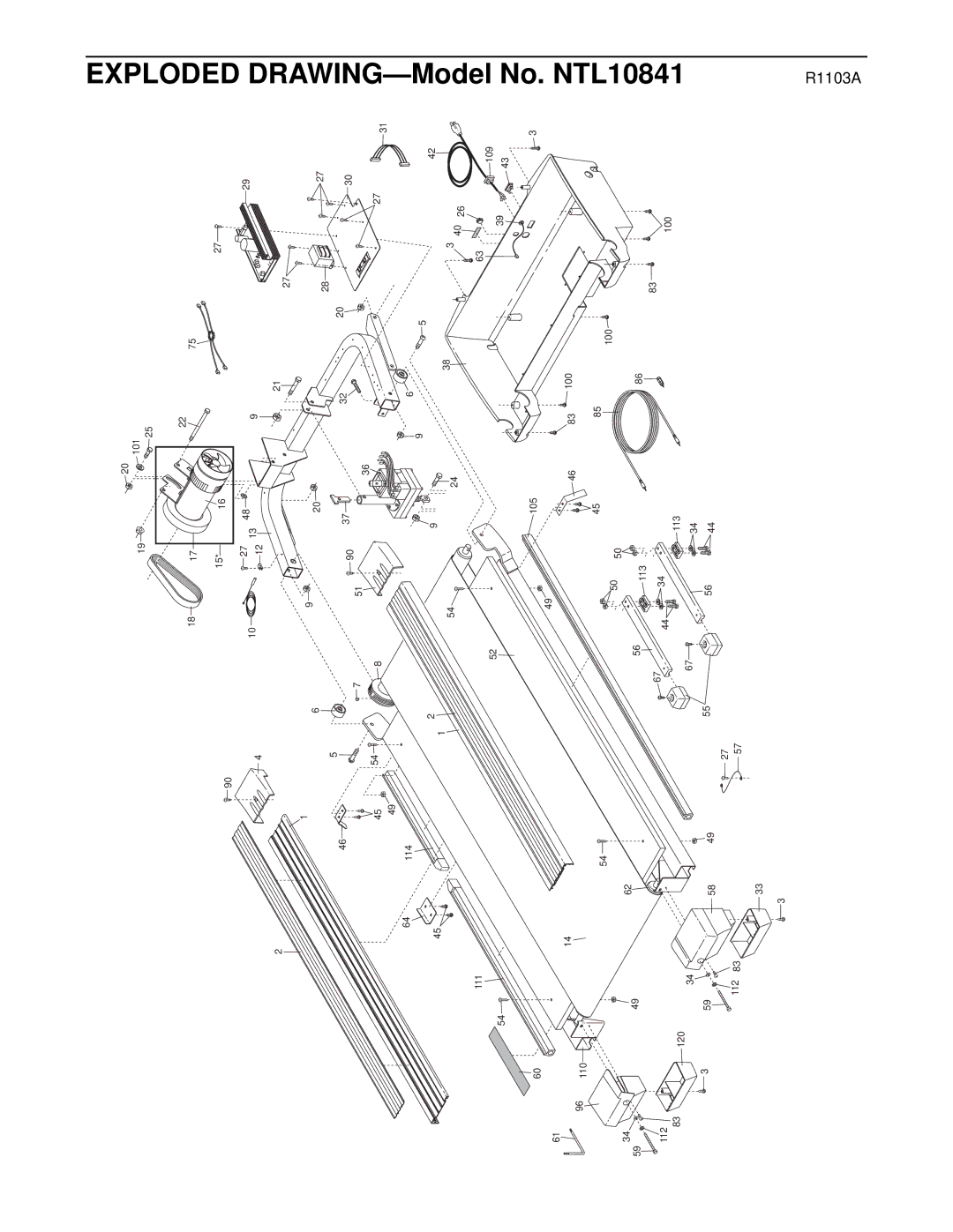 NordicTrack manual Exploded DRAWING-Model No. NTL10841 