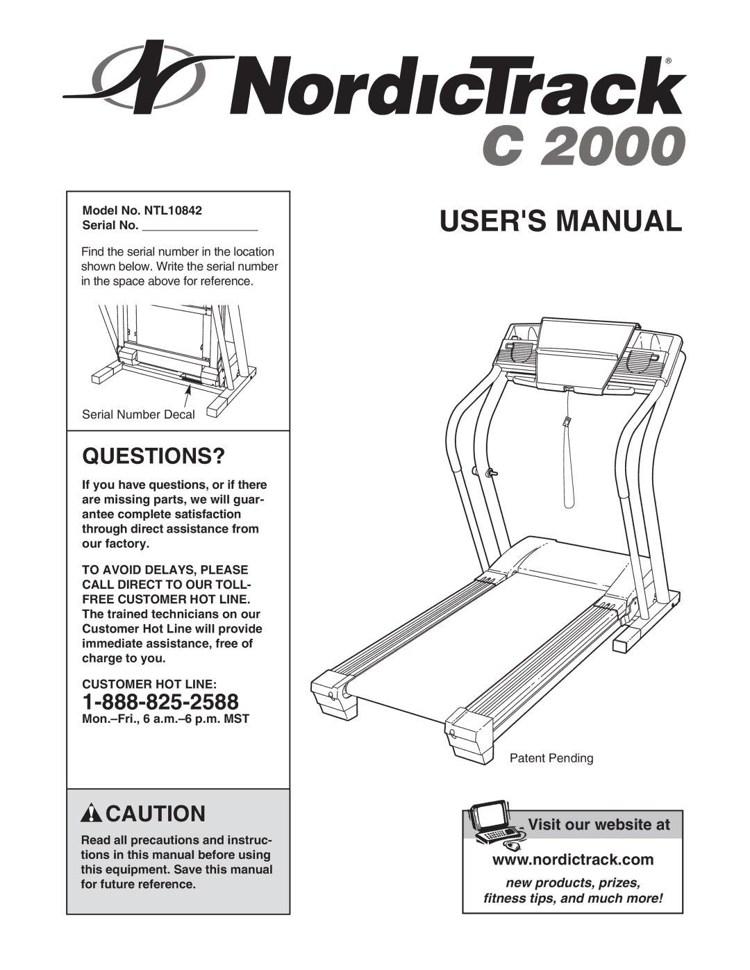 NordicTrack manual Questions?, Model No. NTL10842 Serial No, Customer HOT Line 