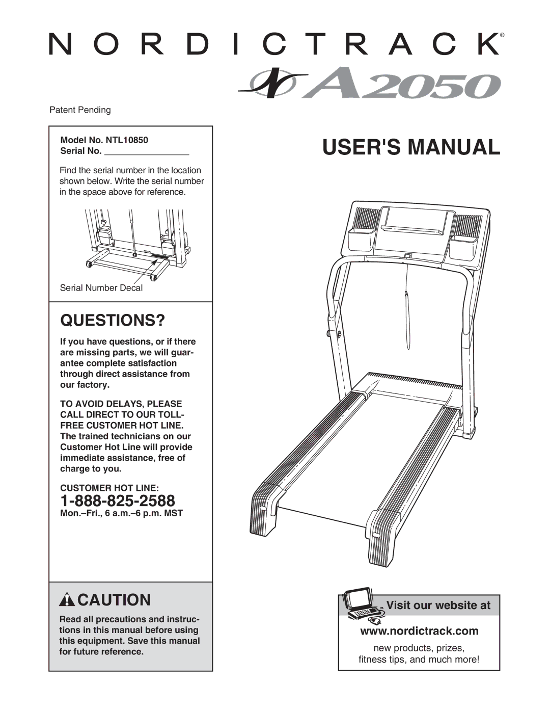 NordicTrack user manual Questions?, Model No. NTL10850 Serial No, Customer HOT Line 