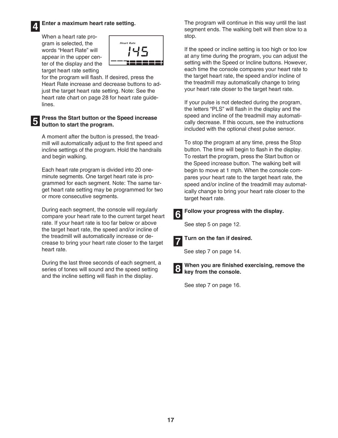 NordicTrack NTL10850 user manual Enter a maximum heart rate setting 