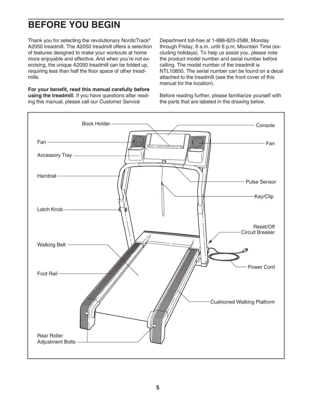 NordicTrack NTL10850 user manual Before YOU Begin 