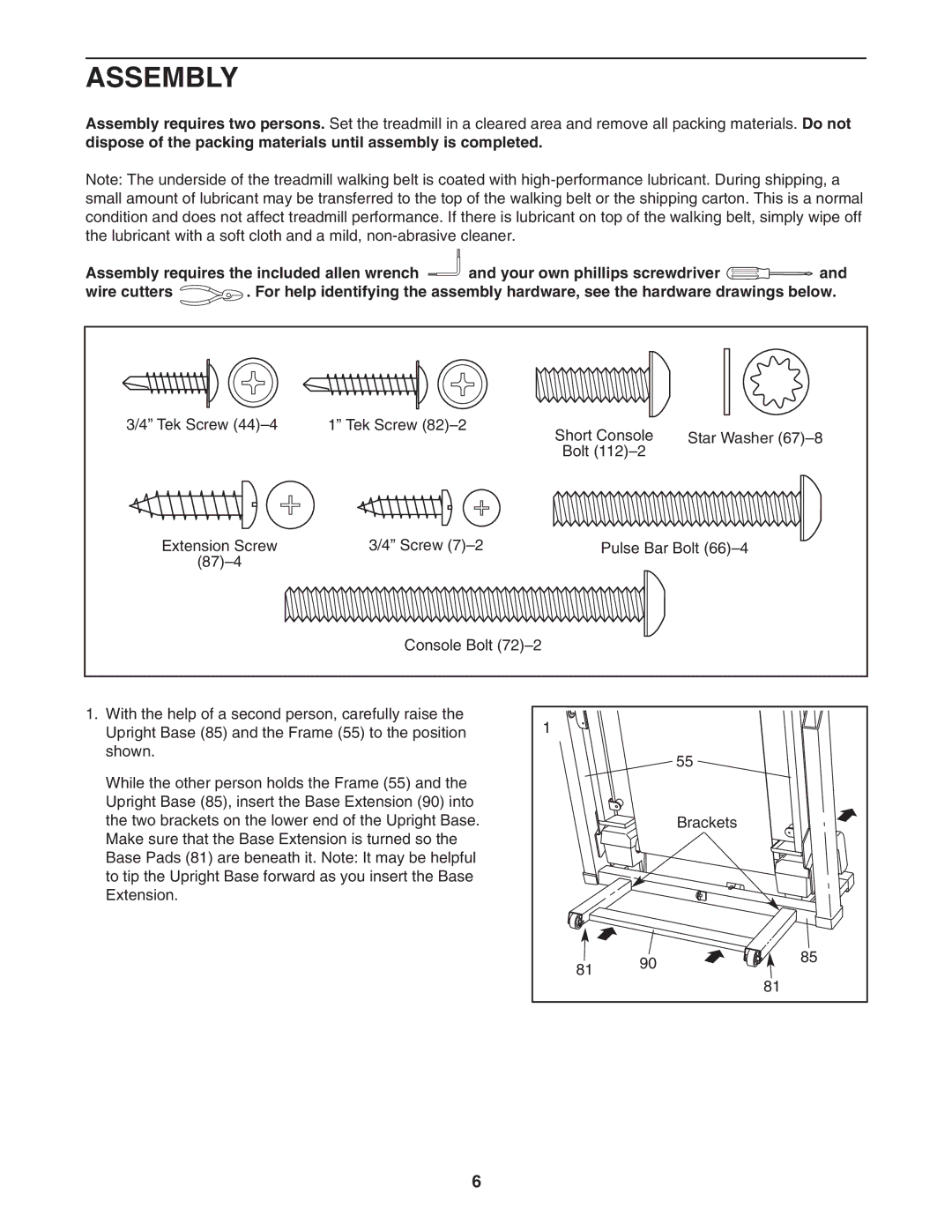 NordicTrack NTL10850 user manual Assembly 