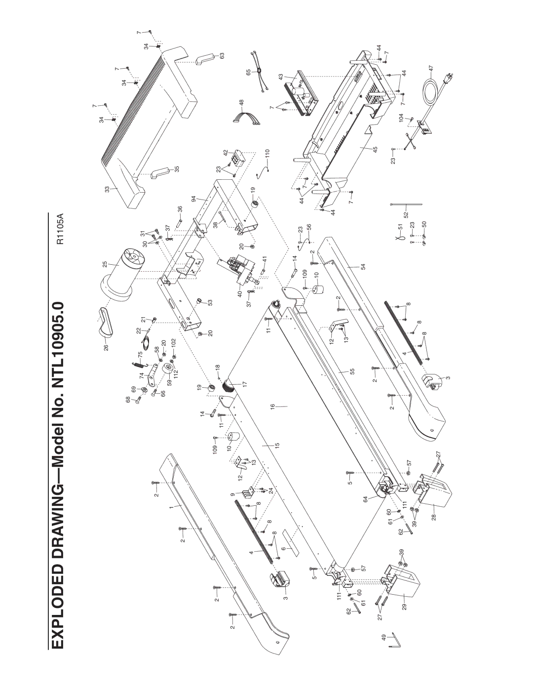 NordicTrack user manual Exploded DRAWING-Model No. NTL10905.0 