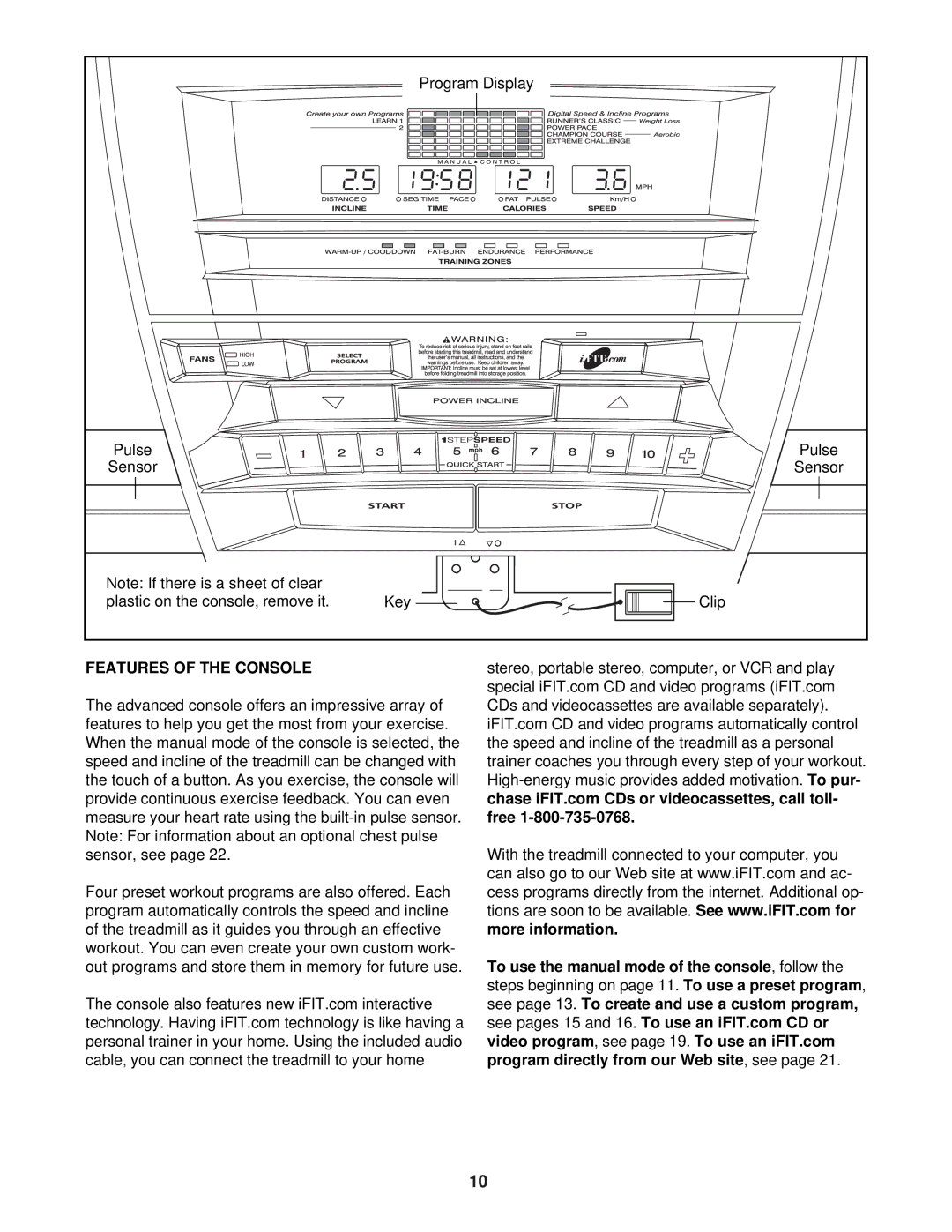 NordicTrack NTL10940 user manual Features of the Console, Free, Video 