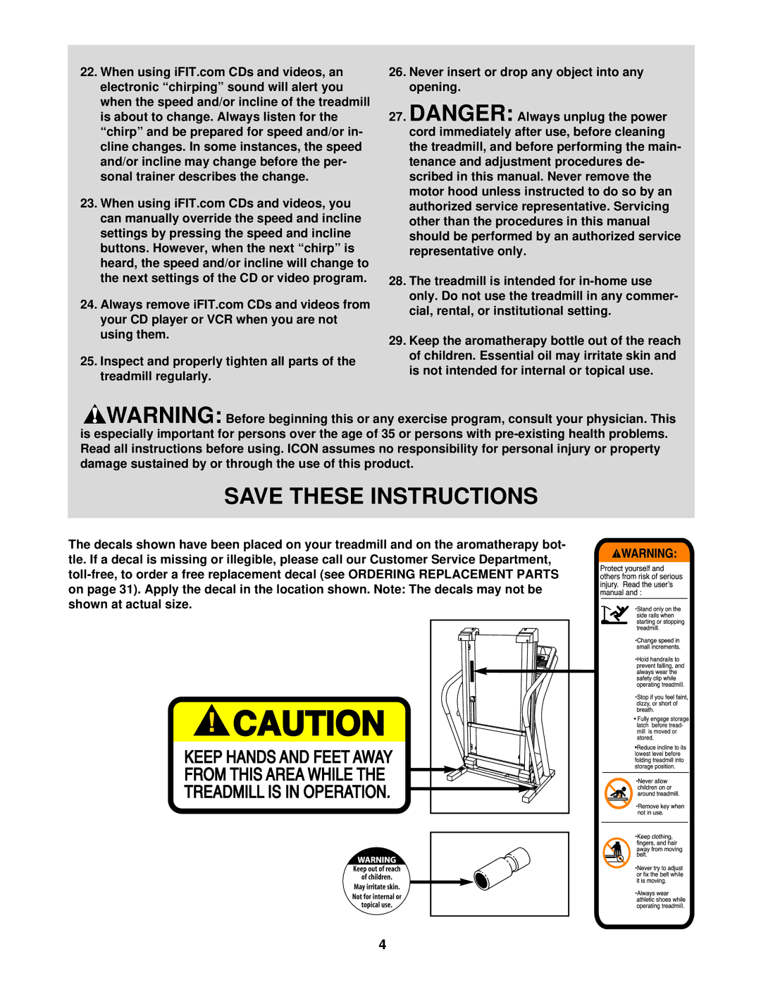 NordicTrack NTL10940 user manual Never insert or drop any object into any opening 