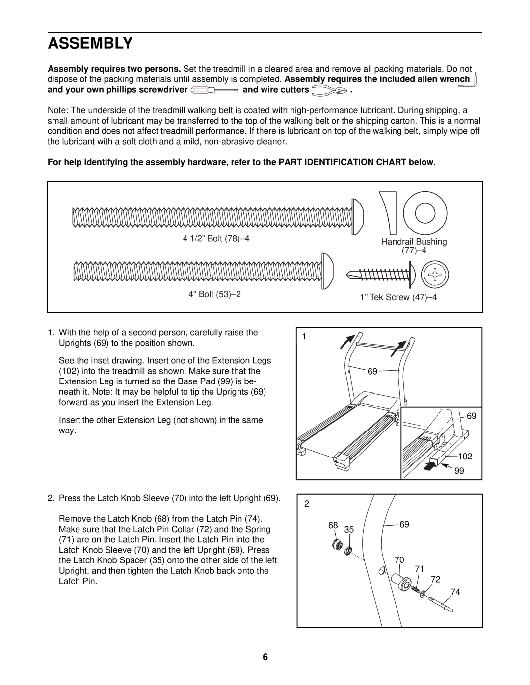 NordicTrack NTL10940 user manual Assembly requires two persons 