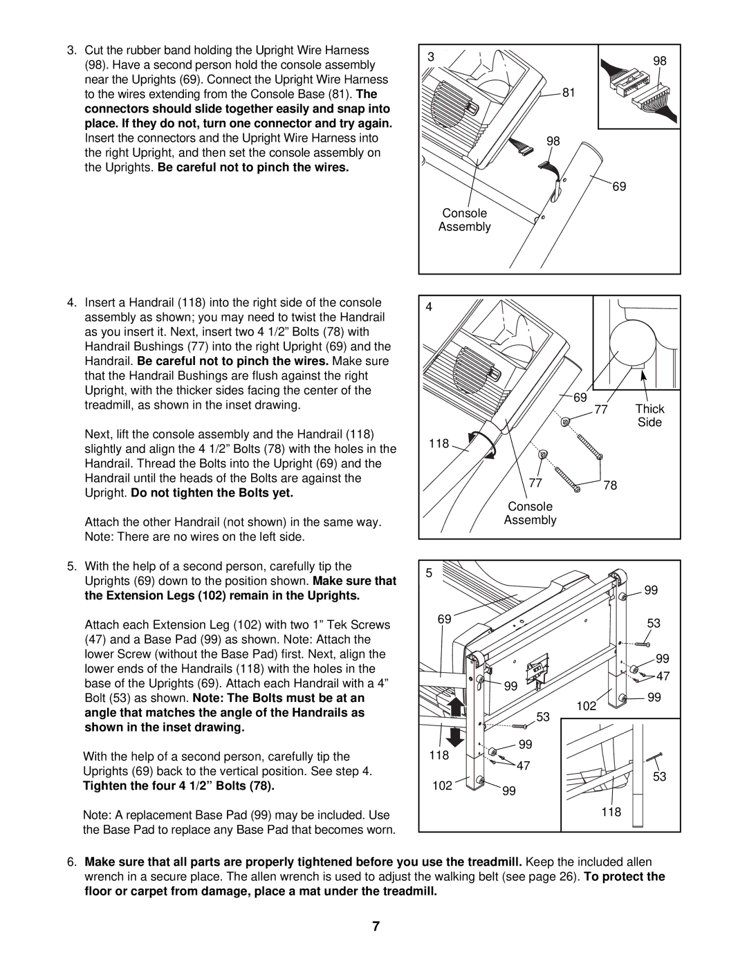 NordicTrack NTL10940 user manual Parts are properly tightened before you use the treadmill 