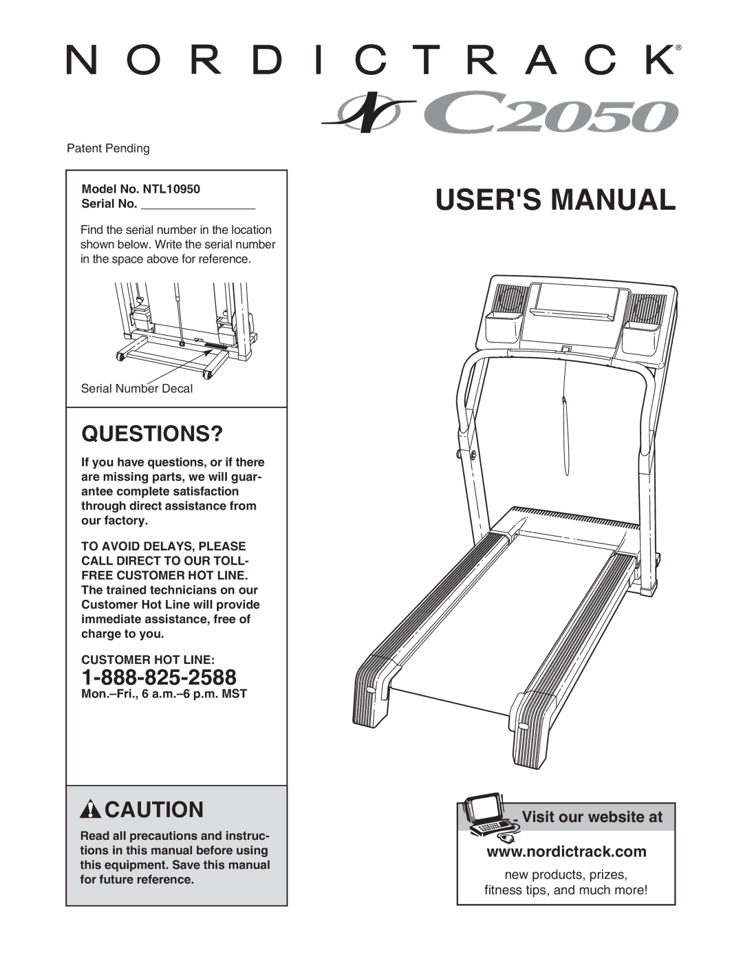 NordicTrack user manual Questions?, Model No. NTL10950 Serial No, Customer HOT Line 