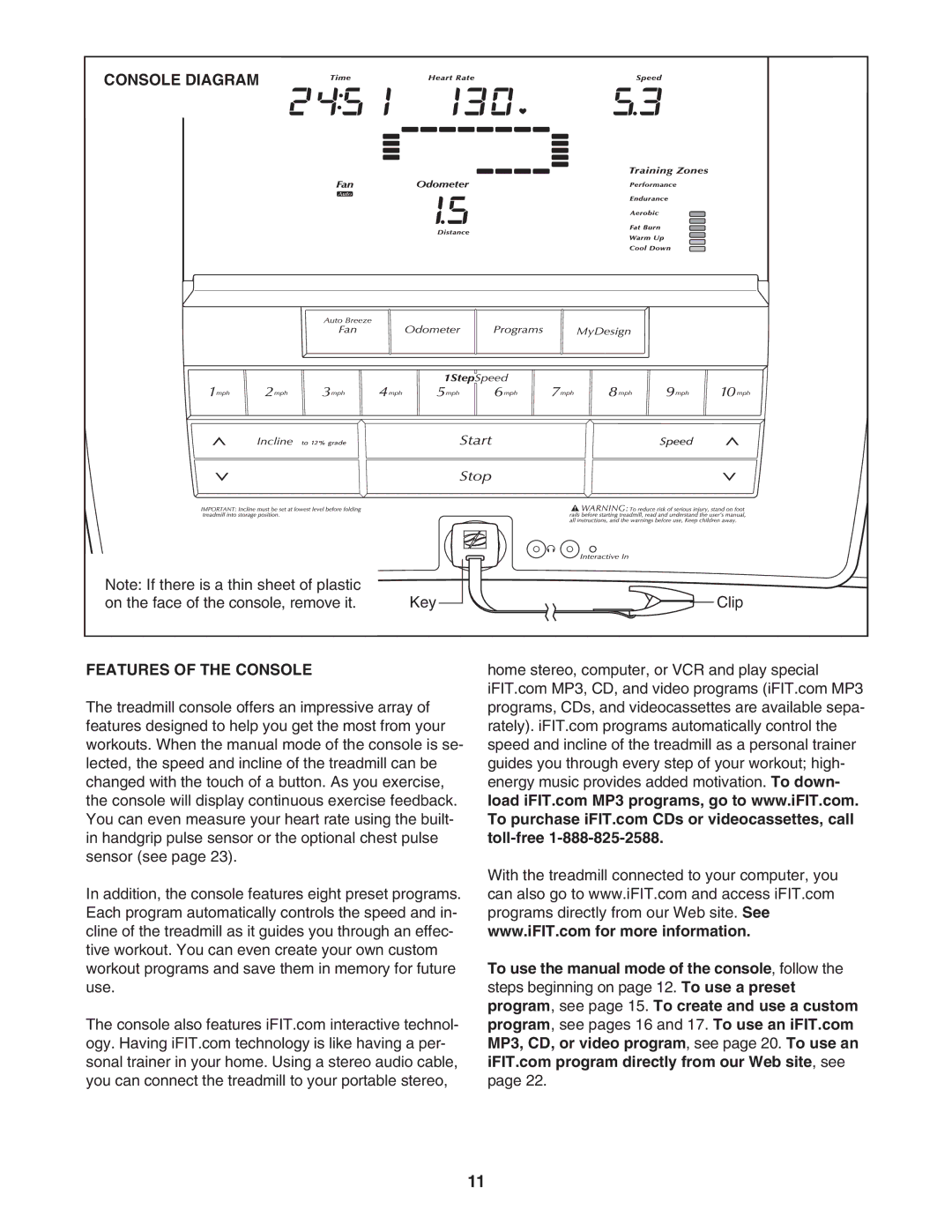 NordicTrack NTL10950 user manual Console Diagram, Features of the Console 