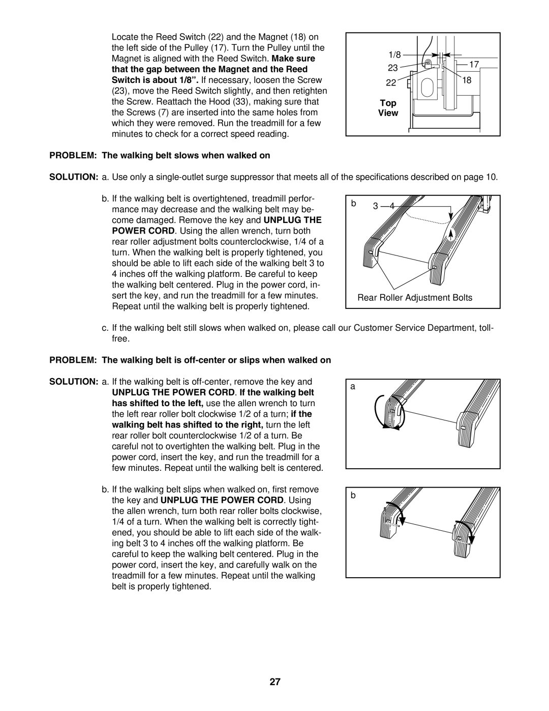 NordicTrack NTL10950 user manual Top, Problem The walking belt slows when walked on 