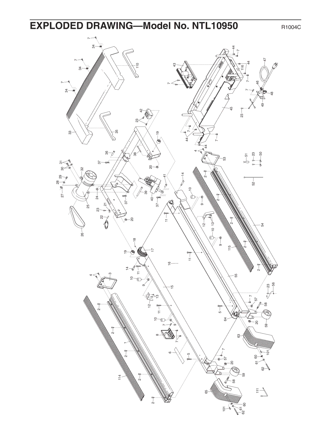 NordicTrack user manual Exploded DRAWING-Model No. NTL10950 