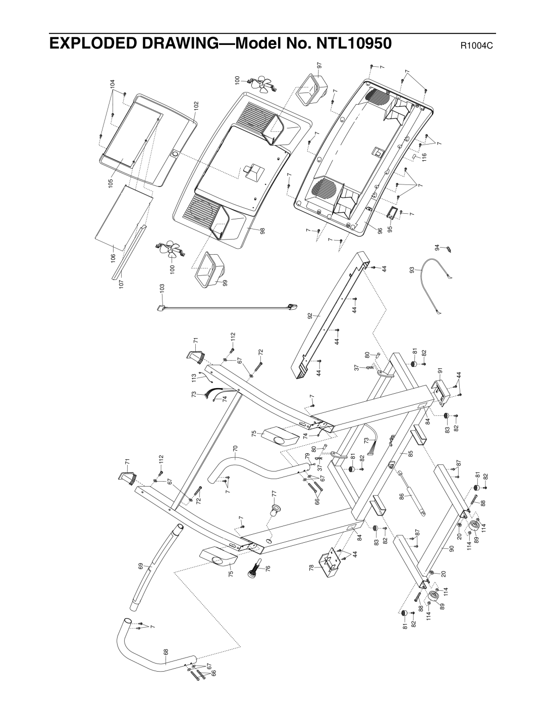 NordicTrack NTL10950 user manual 104 105 106 107 102 100 103 161 9695 121 131 8182 141 