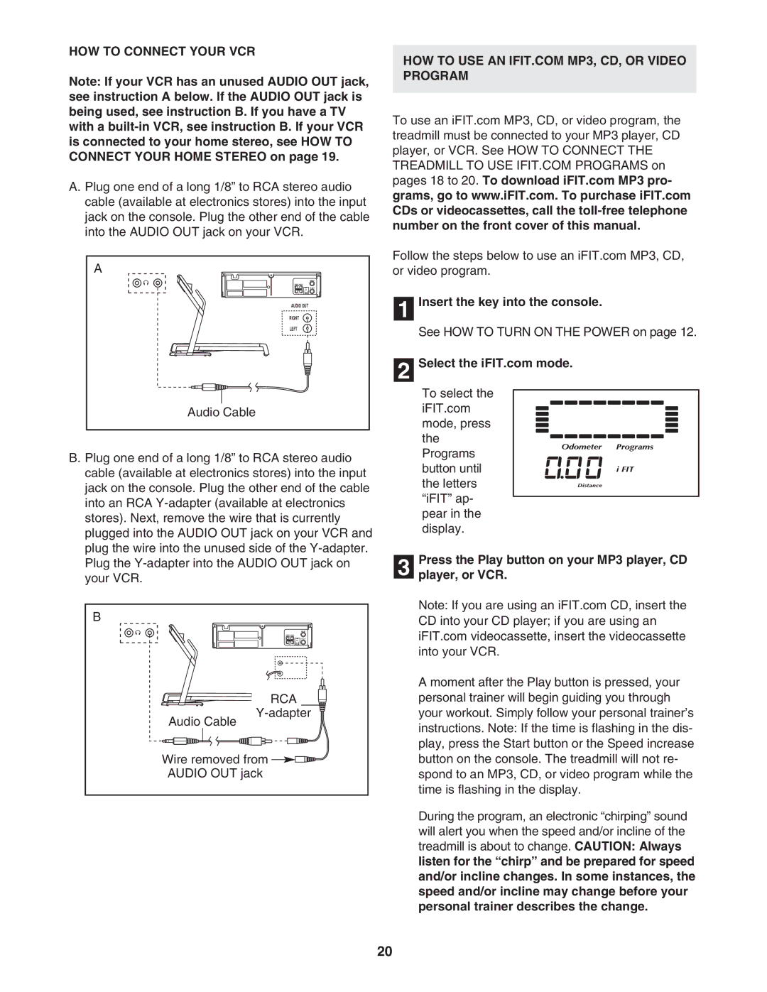 NordicTrack NTL1095.3 user manual HOW to Connect Your VCR, Press the Play button on your MP3 player, CD Player, or VCR 