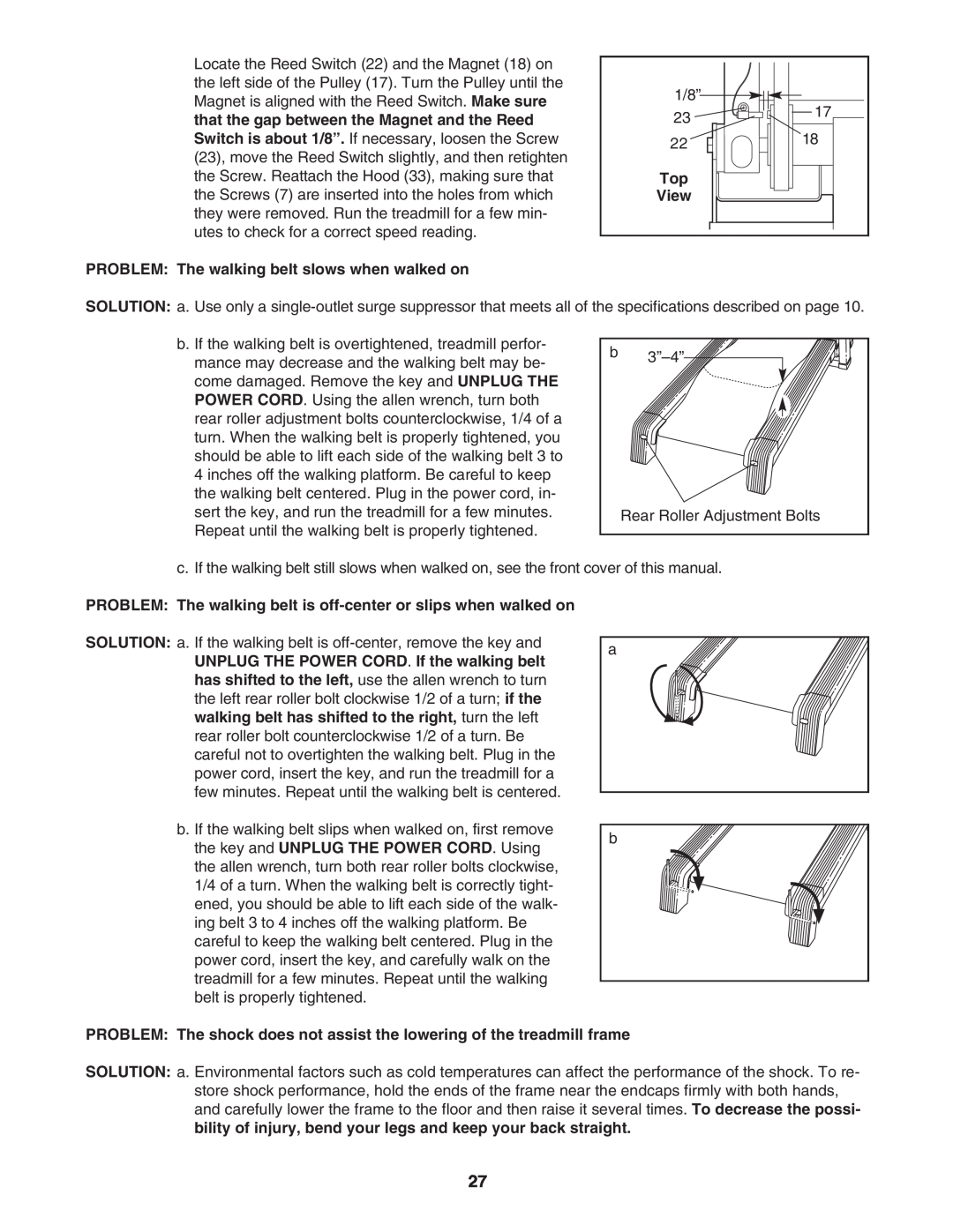 NordicTrack NTL1095.3 user manual PROBLEM The walking belt slows when walked on, View 