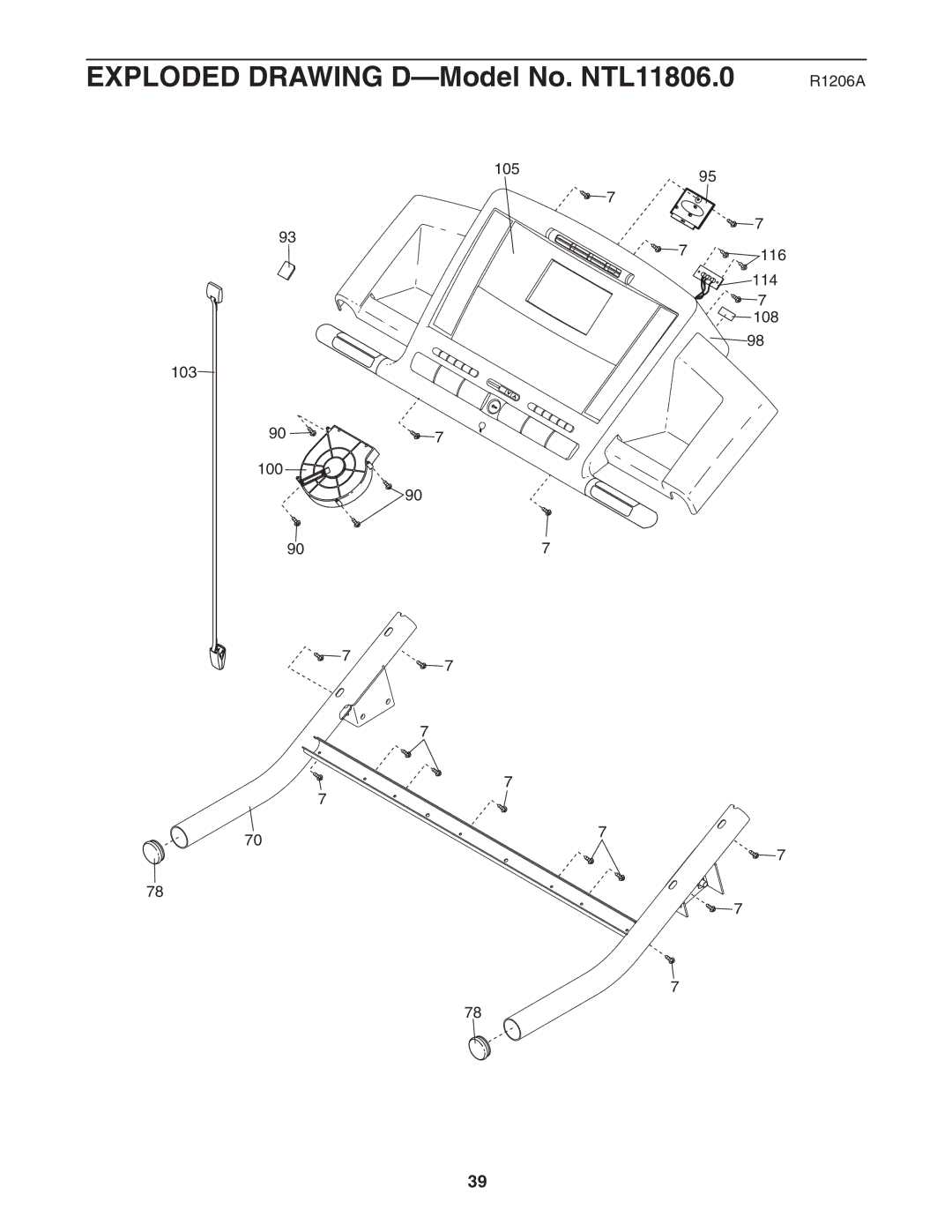 NordicTrack manual Exploded Drawing D-Model No. NTL11806.0 