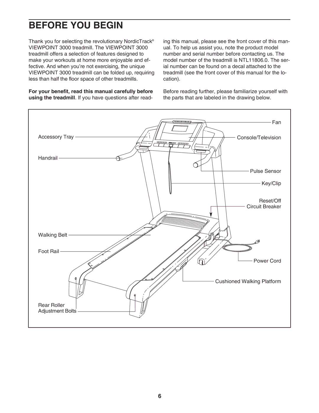 NordicTrack NTL11806.0 manual Before YOU Begin 