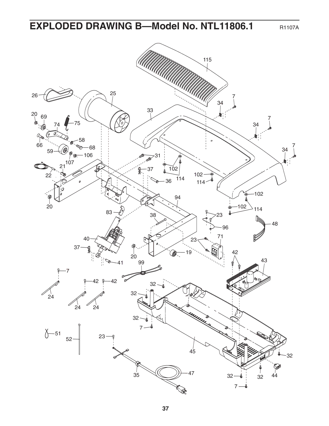 NordicTrack manual Exploded Drawing B-Model No. NTL11806.1 