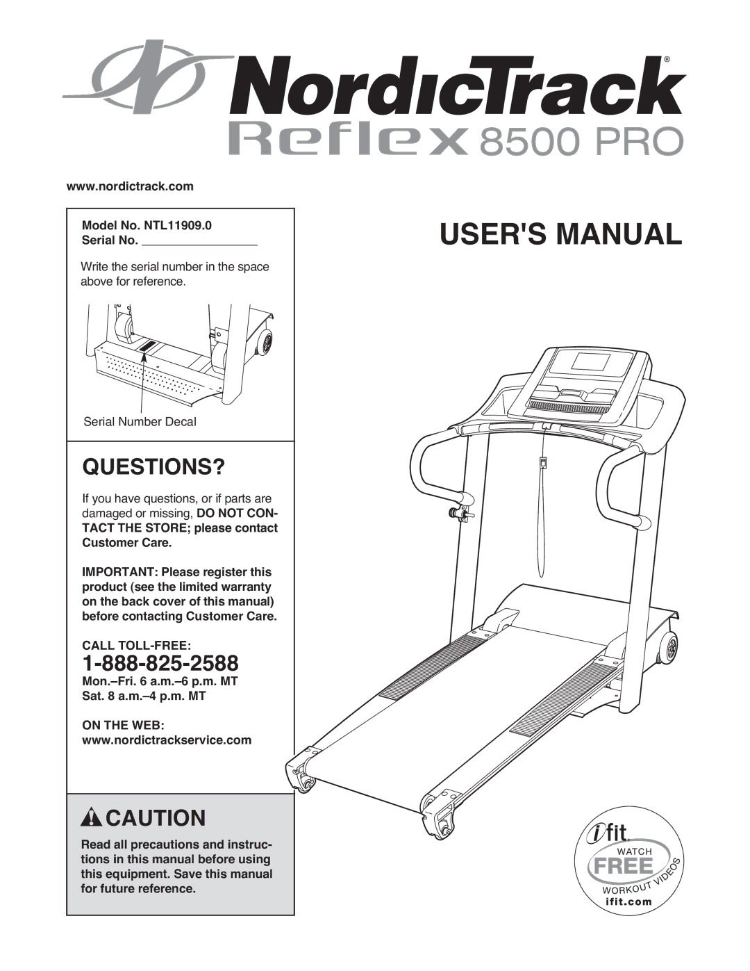 NordicTrack manual Questions?, Model No. NTL11909.0 Serial No 